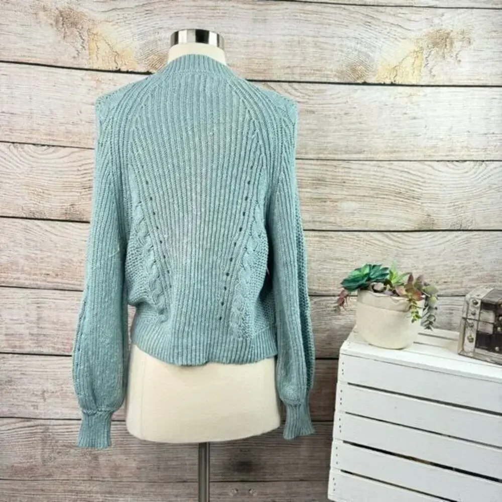 American Eagle Women's Green Crew Neck Pullover Sweater Cotton Blend‎ S